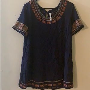 Blue top with design